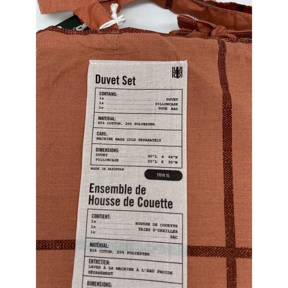 Urban Outfitters Distressed Checkered Duvet Set Twin XL Rust Orange - Picture 3 of 4